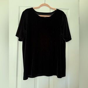 LOFT Black Velvet Short Sleeve Blouse